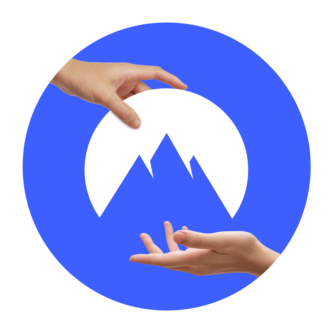 Logo NordVPN entouré de mains donnant et prenant quelque chose