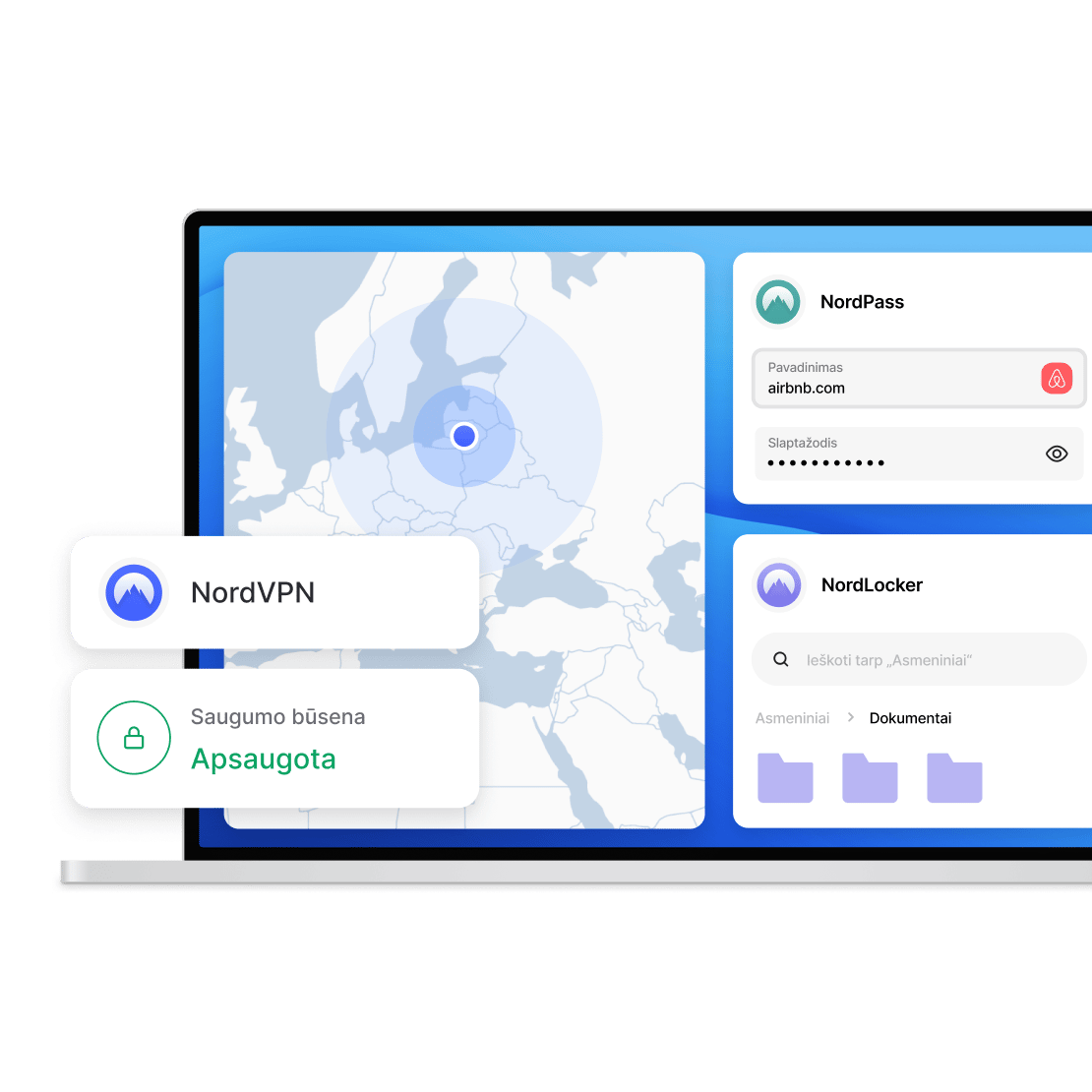 Skaitmeninių įrenginių apsauga su Nord Security produktais: NordVPN, NordPass, NordLocker